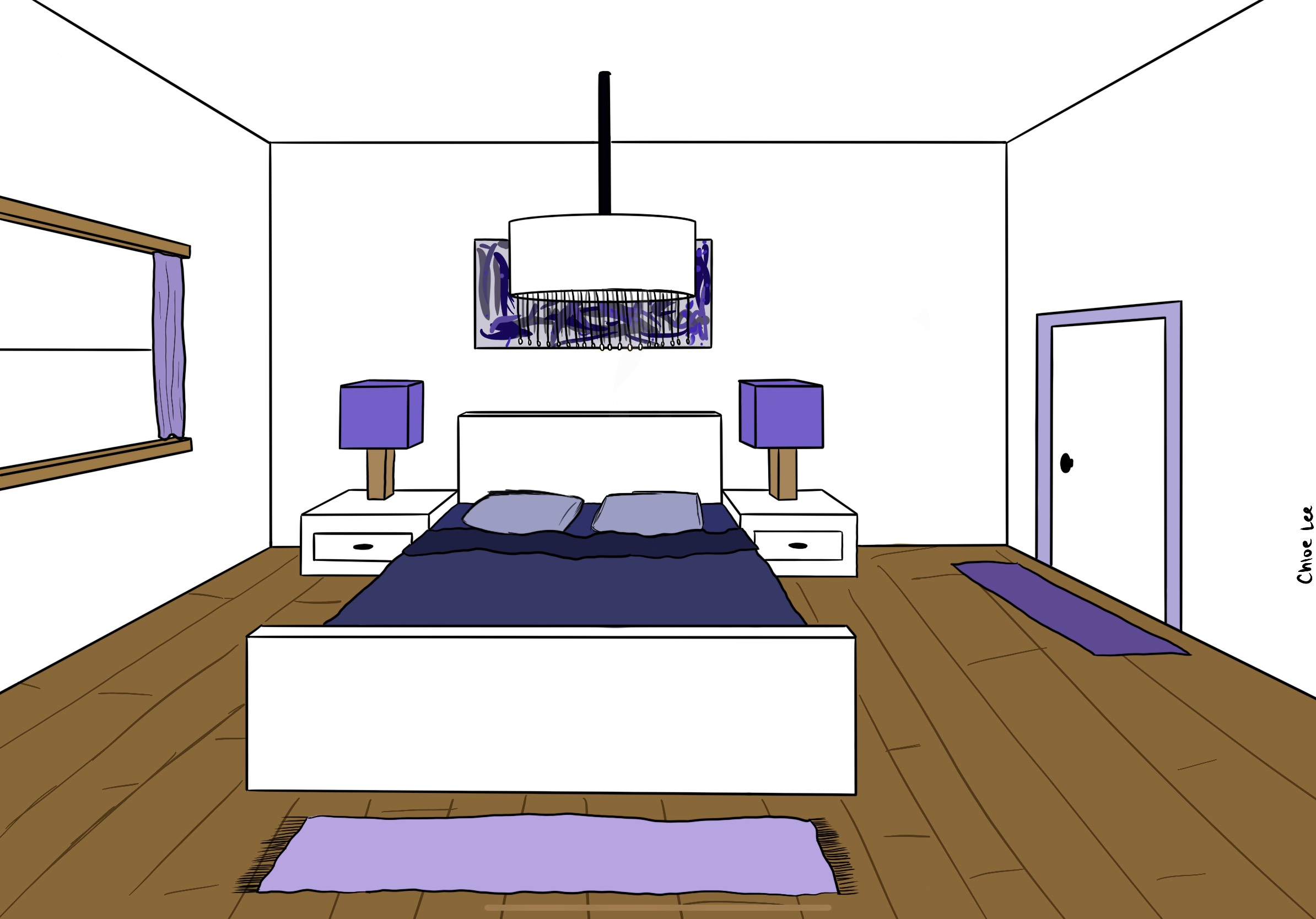 Purple Room Perspective Art